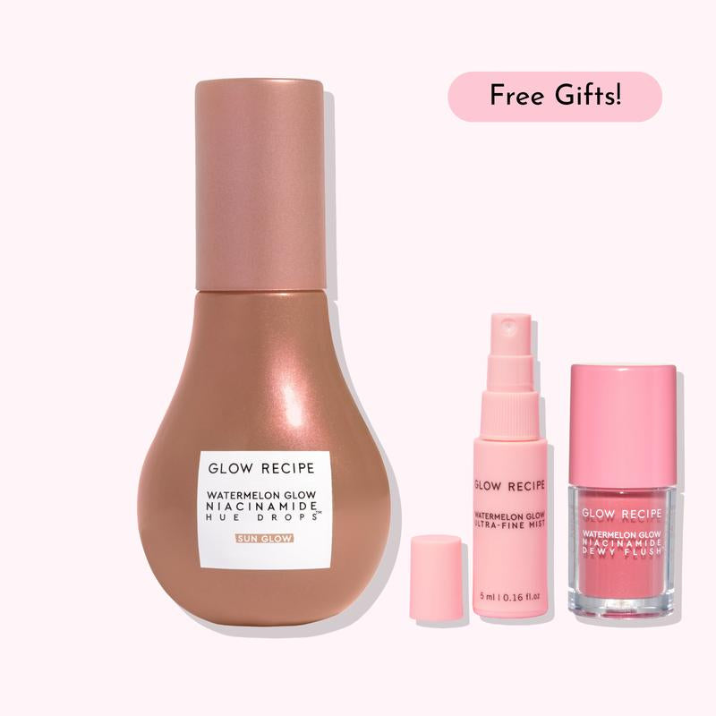 Glow Recipe Hue Drops Skincare Bundle, Watermelon Glow Niacinamide Hue Drops